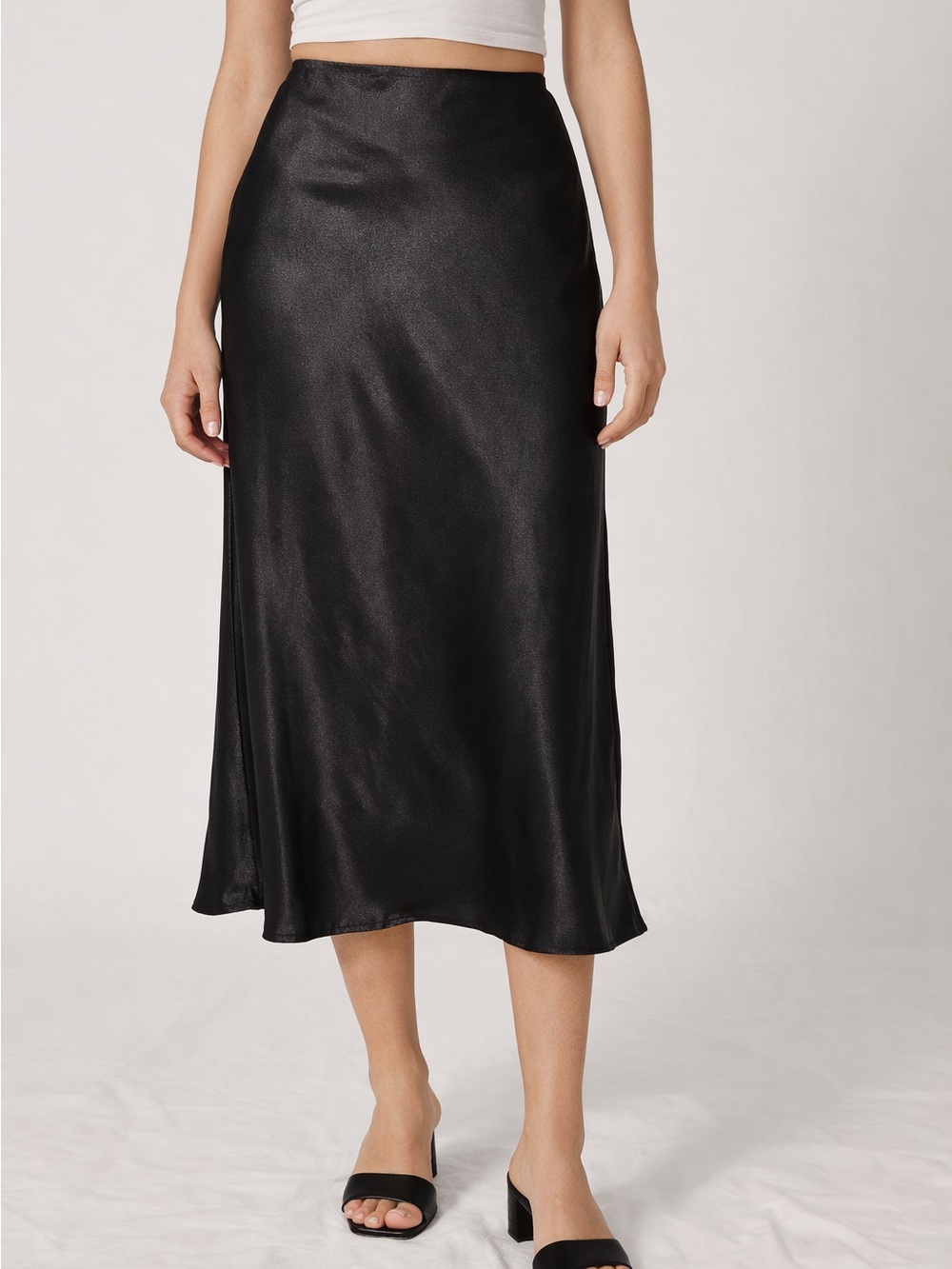 Calligraphie Black Satin Slip Skirt NWT 2XL